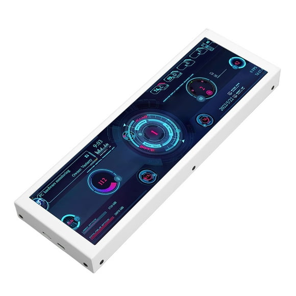 PC Temperature Display Screen, PC Temp Monitor Multifunction White 1280x400 60Hz for Home