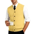 thumbnail image 7 of Men's Sweater Vest Solid Color V Neck Button Down Sleeveless Cardigan Vest, 7 of 7