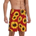 thumbnail image 2 of Sikiie Sunflowers On Red Mens Pajama Shorts, Lightweight Lounge Pant with Pockets Soft Sleep Pj Shorts for MenXX-Large, 2 of 6