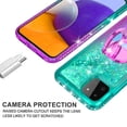 thumbnail image 4 of SOGA Quicksand Cover Cute Girl Phone Case Compatible for Boost Celero 5G / Samsung Galaxy A22 5G Case, with Ring for Magnetic Car Mounts, Lanyard, Tempered Glass - Purple / Teal, 4 of 4