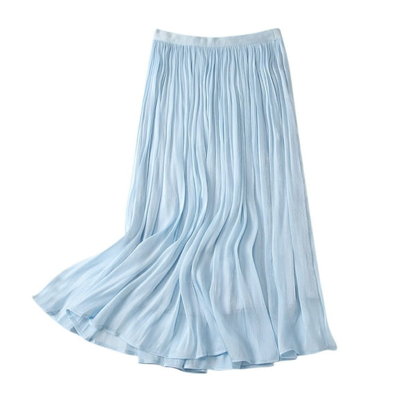 Flowy Skirts For Women Sevevn Women's Summer New High Waist Cool And Comfortable-line Skirt Large Size Temperament Elastic Waist Mid Length Skirt