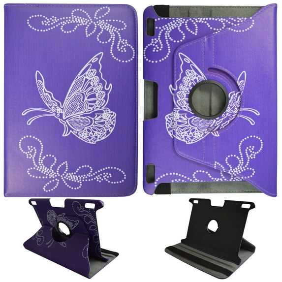 White Butterfly Purple Kindle Fire HDX 8.9 inch PU Leather Folding Tablet 360 Rotating Case Slim fit Folio standing protective rotating Smart Cover