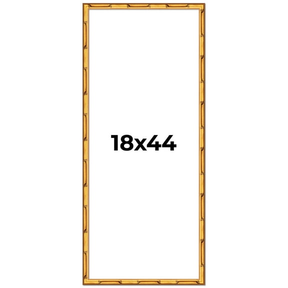 18x44 Frame Gold Bamboo Solid Wood Picture Frame | 0.75 Inch Moulding Width | Interior Frame Depth