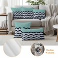 thumbnail image 6 of Black Chevron Outdoor Waterproof Pillow Covers, Geometric Turquoise Wavy Striped White Decorative Square Throw Pillowcase Sofa Cushion Sham for Patio/Couch/Chair, 26"x26" 2 Pack, 6 of 8