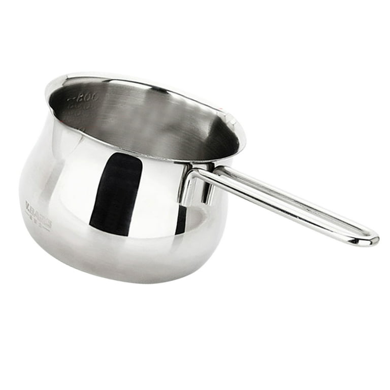 Tureclos Non-Stick Milk Pot Butter Chocolate Melted Heating Warmer Pan Small Cheese Pot with Pour Spout, Size: 8.5, Silver