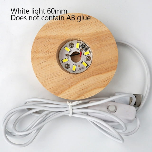 Light Base Ball Wood Light Holder Decoration Lamp Storage Mold Ball Tray, White Light 60mm Light Base