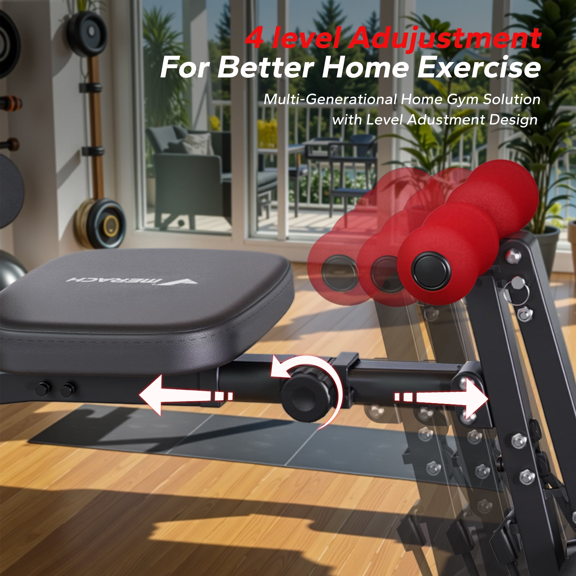 MERACH Ab Machine, Stomach Workout Equipment with Adjustable Length, Abdominal Workout Bench with Ergonomic Design