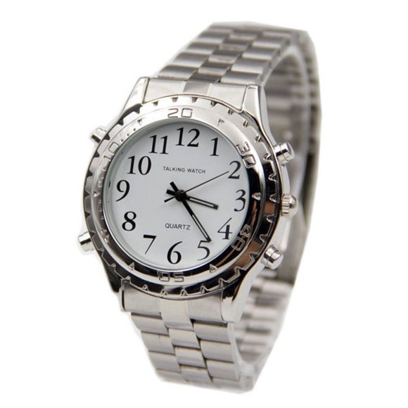Estbridge American English Talking Watch Speaks Clear and Loud Time Date and Alarm time Stretch Band is Best Gift for Senior Visually impaired or Blind People