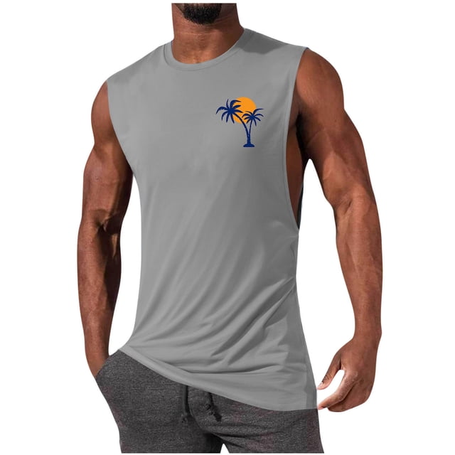 Camiseta sin mangas de cuello redondo para hombre, jersey deportivo de alta elasticidad, cuello redondo, sin mangas, ropa deportiva para hombre musculoso, camiseta sin mangas de algodón para hombre