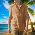 thumbnail image 3 of LODIENY Men’s Summer Linen Shirt Athletic Sleeveless Button Down Shirts Lightweight Cardigan Hooded Shirt Outdoor Casual Drawstring Tops Gold L, 3 of 10