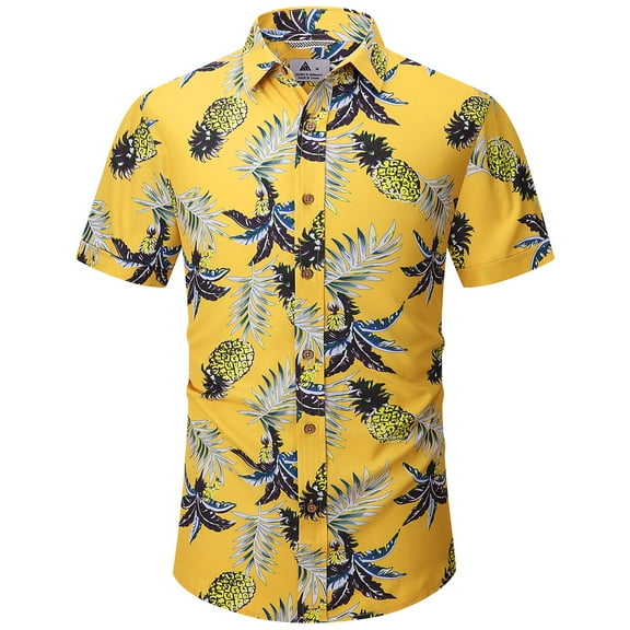 Geeksport Men's Hawaiian Floral Shirt Short Sleeve Button Down Casual Summer Tropical Beach Shirt