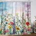 thumbnail image 2 of Farmhouse Rustic Boho Floral Shower Curtain, Colorful Watercolor Wildflower Flower Botanical Shower Curtain, Minimalist Aesthetic Floral Shower curtains for bathroom, with Hooks, 70X70IN(Colorful ), 2 of 12