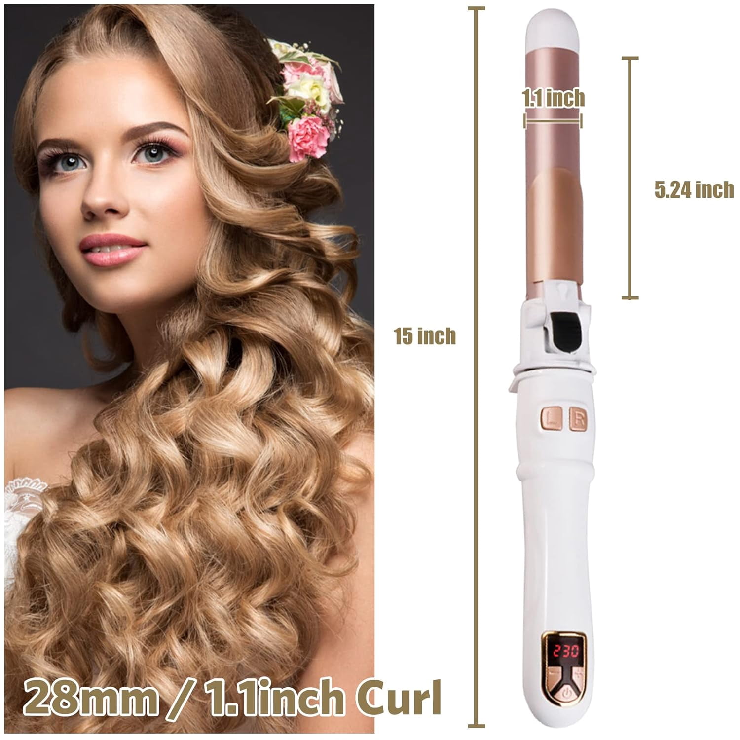 Curling Wand Automatic Curling Iron Automatic Hair Curler Rotating Curling Iron Hair Waver Hair Styling Irons 30s Instant Heat Wand 110-240v