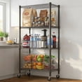 thumbnail image 2 of Legooin 30"x14"x72" Kitchen Storage Rack Wire Shelving Unit on Wheels Height Adjustable Metal Shelf for Pantry Office, Black, 2 of 8