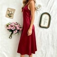 thumbnail image 5 of Bovxnpu Womens Nightgown Sleepshirt Pajama Dress Satin Spaghetti Strap Backless Calf Length Nightgown Sleepwear, 5 of 8