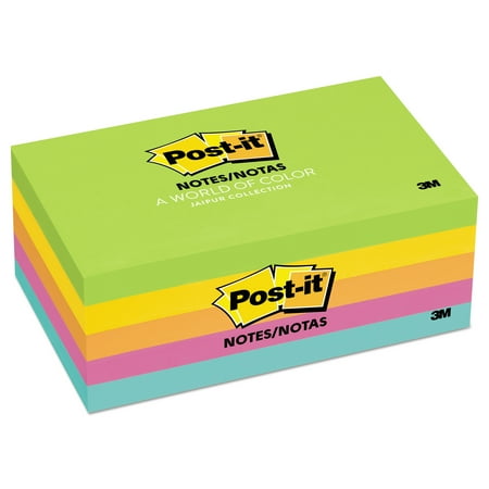 Post-it Notes Original Pads in Jaipur Colors, 3 x 5, 100-Sheet, 5/Pack -MMM6555UC