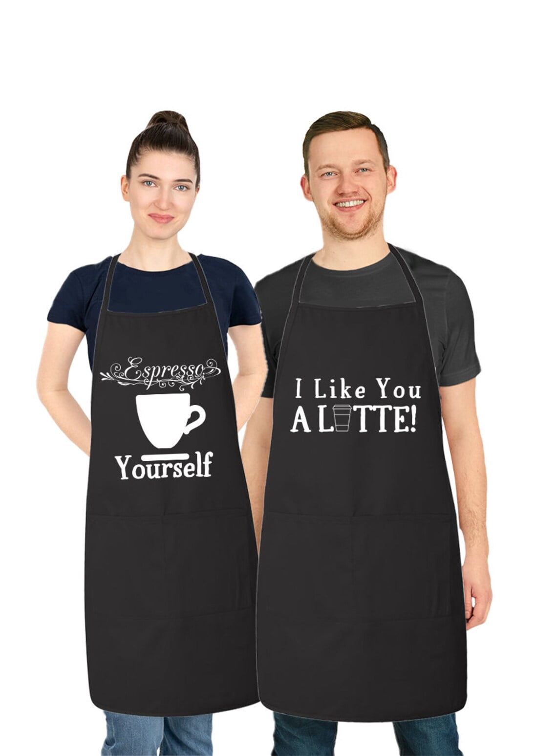 Matching His and Hers Apron Set - Funny Coffee Couple Matching Apron Set - Latte and Espresso, Matching Couples, House Warming, Wedding
