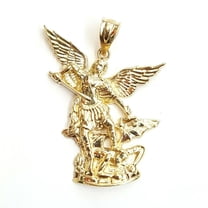 New 14k yellow gold saint Michael pendant charm fine religious gift jewelry 3.5g
