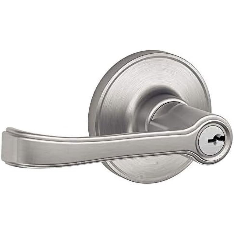 coma　38 Schlage, Door Handle Keyed Entry Lock, Satin Stainless Steel