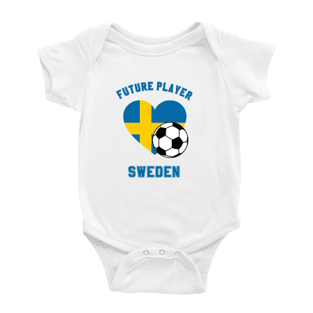 

Future Soccer Player Sweden Soccer Fan Baby Rompers Baby Clothes (White 12-18 Months)