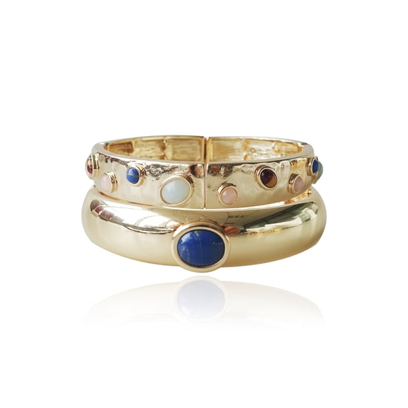 Time and Tru Women's Gold Plated Metal 2 piece Bangle Sets