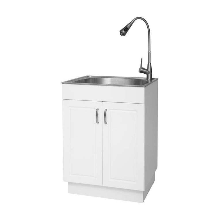 All-in-One 24.2 in. x 21.3 in. x 33.8 in. Stainless Steel Laundry/ Utility Sink and Cabinet All-in-One 24.2 in. x 21.3 in. x 33.8 in. Stainless Steel Laundry/ Utility Sink and Cabinet