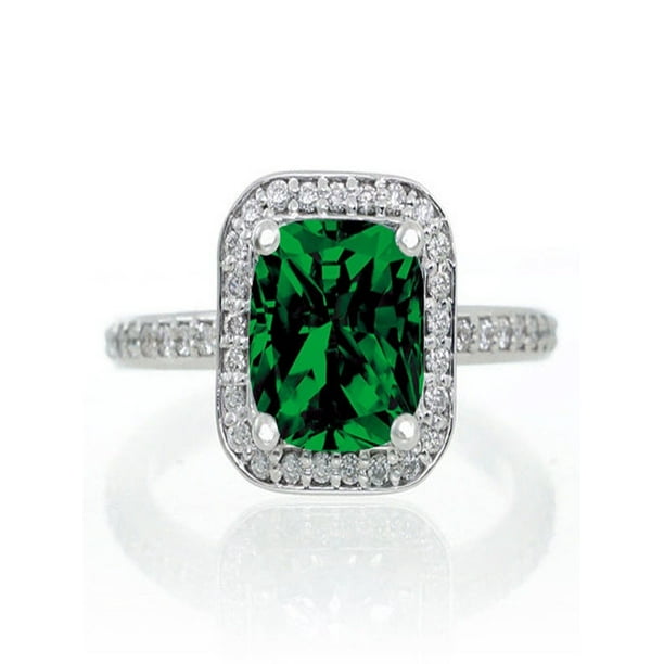 accent Strikt Waterig 1.5 Carat Princess Cut Emerald Classic Halo Engagement Ring on 10k White Gold - Walmart.com accent Strikt Waterig 1.5 Carat Princess Cut Emerald Classic Halo Engagement Ring on 10k White Gold - Walmart.com