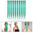 thumbnail image 2 of 10 piezas Extensiones de cabello de color verde Postizo para mujer Extensiones de cabello decorativas Extensiones de cabello para niña con pinzas para el cabello (recto), 2 of 5