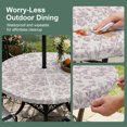thumbnail image 5 of Round Outdoor Tablecloth with Umbrella Hole and Zipper, Farmhouse Flower Tablecloth with Elastic Waterproof, Botanical Vintage Purple Leaf Plant Patio Table Covers for 55" - 60" Picnic Pool Tables, 5 of 9