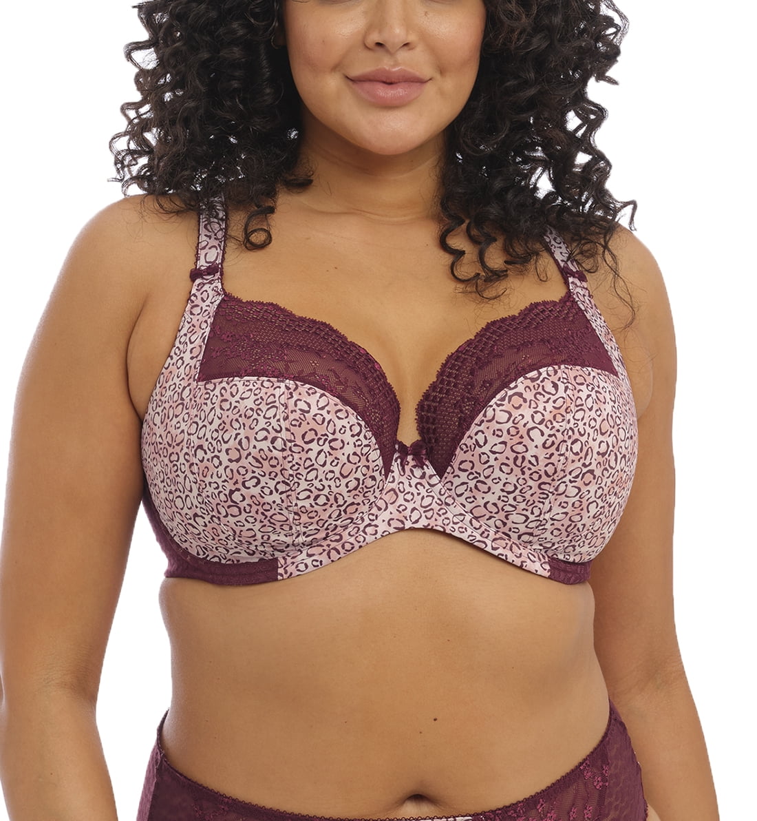 Elomi Lucie Banded Stretch Lace Plunge Underwire Bra (4490),40HH,Wild Thing