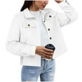 thumbnail image 2 of ClodeEU Women's Cropped Wool Blend Jacket,Long Sleeve Button Down Fall Light Jackets White,Womens Plus L, 2 of 5