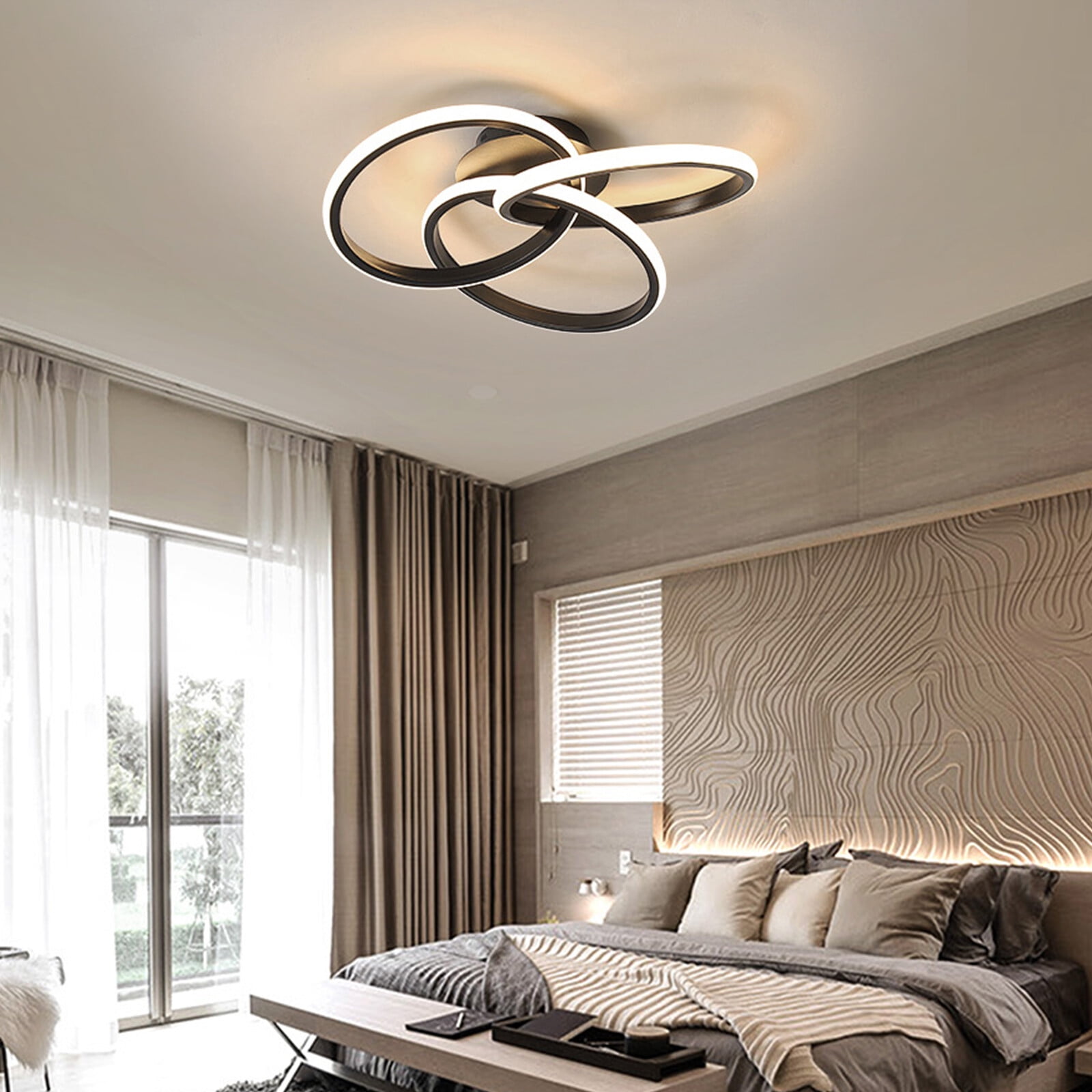 30W Modern LED Acrylic Ceiling Light Flush Mount Lamp Chandelier Living Room Bedrooms Remote W/o Bulb