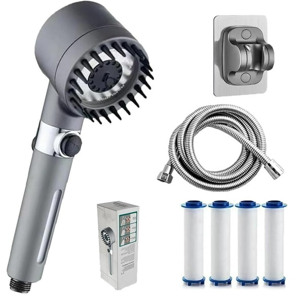 Ion Shower Drops Head Filtered Showerhead with Four Filters,Ion Shower Drops Head Filtered Showerhead,Shower Heads Combo with Stainless Steel Hose