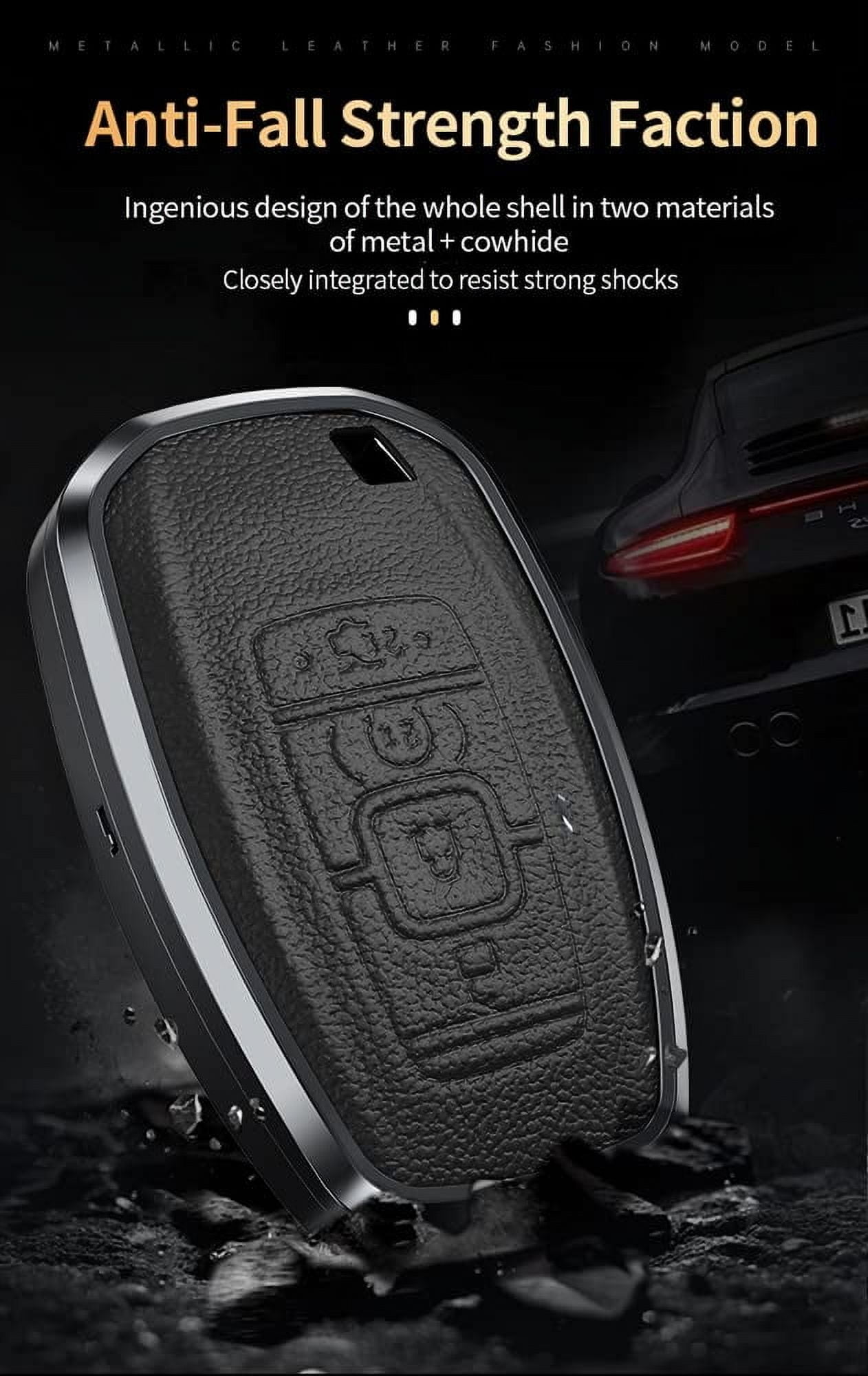 4 Button Key Fob Cover for Lincoln Continental MKC MKZ 2019 2018 2017 Navigator Aviator 2021 Keyless Entry Keychain Holder Full Protection Leather Key Fob Case