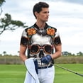 thumbnail image 3 of Balery Flower Horn Skull A Camisa Polo de Hombre con Estampado, de Manga Corta y Tejido Medio, Camisa Tipo Golf Polo-Small, 3 of 6