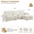 thumbnail image 2 of DOMICARE 111" White L-Shaped Modular Sectional Sofa with Ottoman, Oversized 4 Seater Couch with Thick Chenille Cushions, Comfy Living Room Sofa, 2 of 7