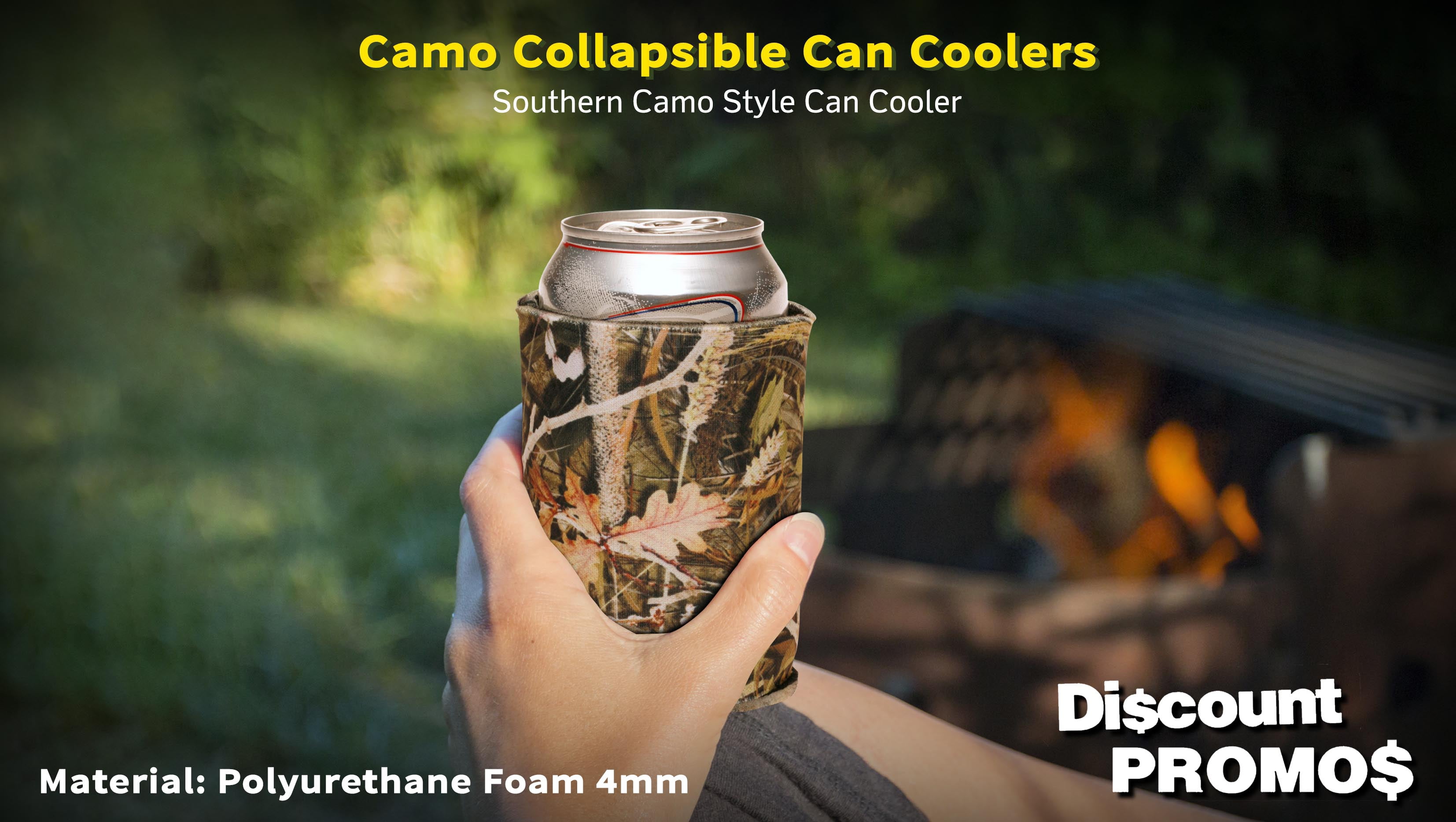 10 Camo Collapsible Can Coolers Pack - PU Foam, 12-16 oz. Cans - Camo
