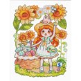 thumbnail image 2 of Hilo de bordar, algodón ecológico completo, 11CT, estampado de niña, obra de arte de punto de cruz, 55*70cm, 2 of 8