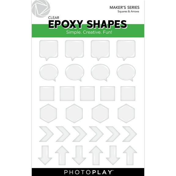 PhotoPlay Clear Epoxy Stickers-Squares & Word