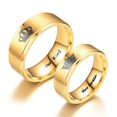 thumbnail image 1 of Couple Rings Set, Titanium Steel Matching Promise Wedding Engagement Band for Couples (Black, Gold), 1 of 5