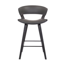 Homestock Mid-Century Marvel Modern 26-inch Wood and Faux Leather Counter Height Bar Stool