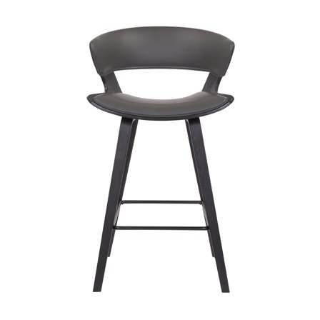 Homestock Mid-Century Marvel Modern 26-inch Wood and Faux Leather Counter Height Bar Stool