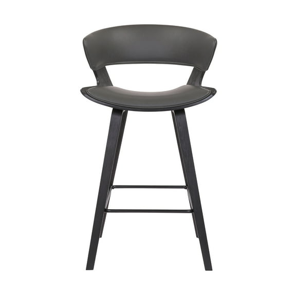 Homestock Mid-Century Marvel Modern 26-inch Wood and Faux Leather Counter Height Bar Stool