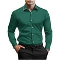 thumbnail image 3 of Ofertas Relampago de Hoy! QATAINLAV Men's Dress Shirts Solid Long Sleeve Slim Formal Shirt Button Down Lapel Blouse Work Tops Business Casual Outfits Army Green M, 3 of 8
