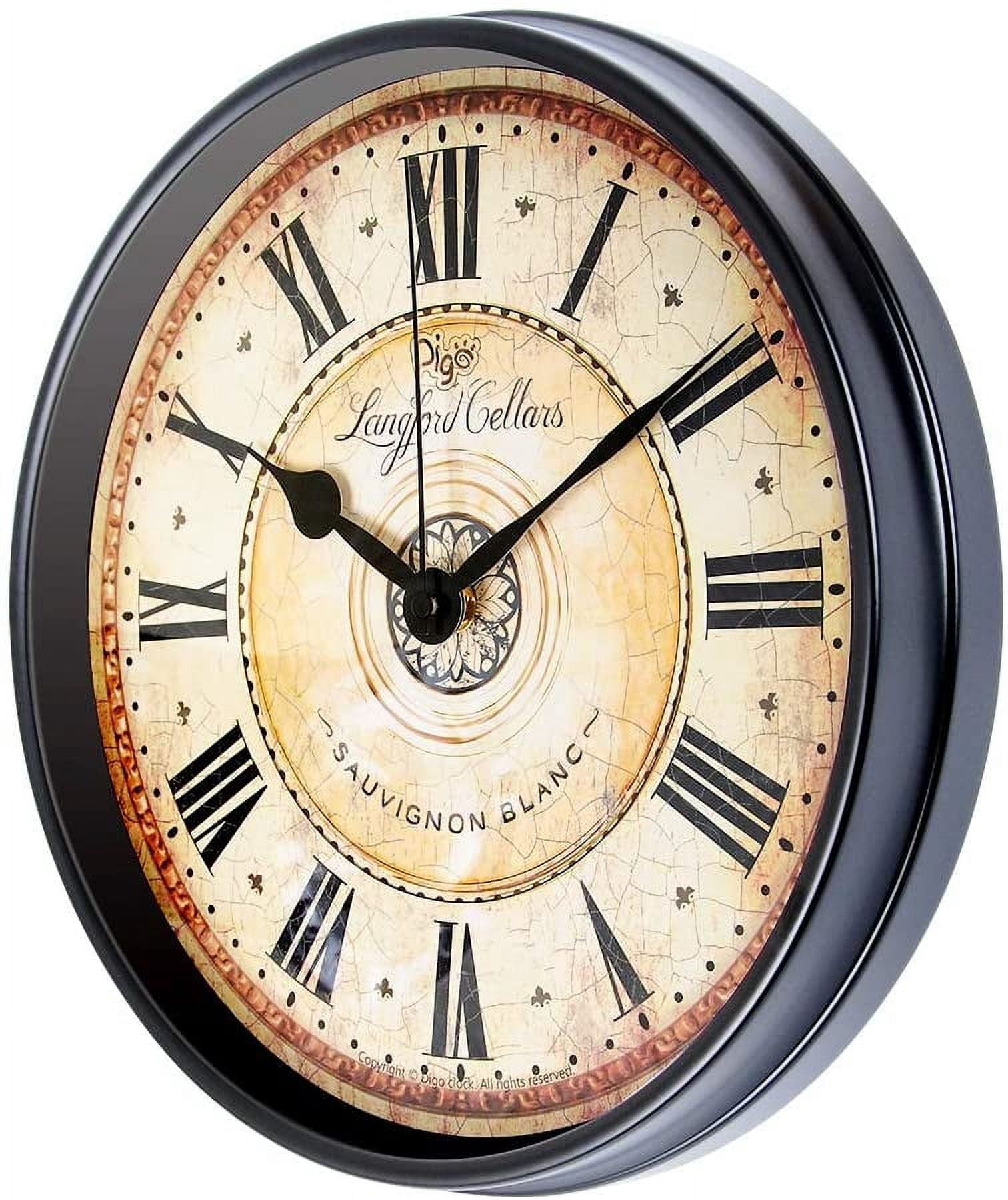 Wall Clock, 12 inch Metal Black Wall Clock European Style Retro Vintage Clock Non - Ticking Whisper Quiet Battery Operated with HD Glass Easy to Read for Indoor Decor