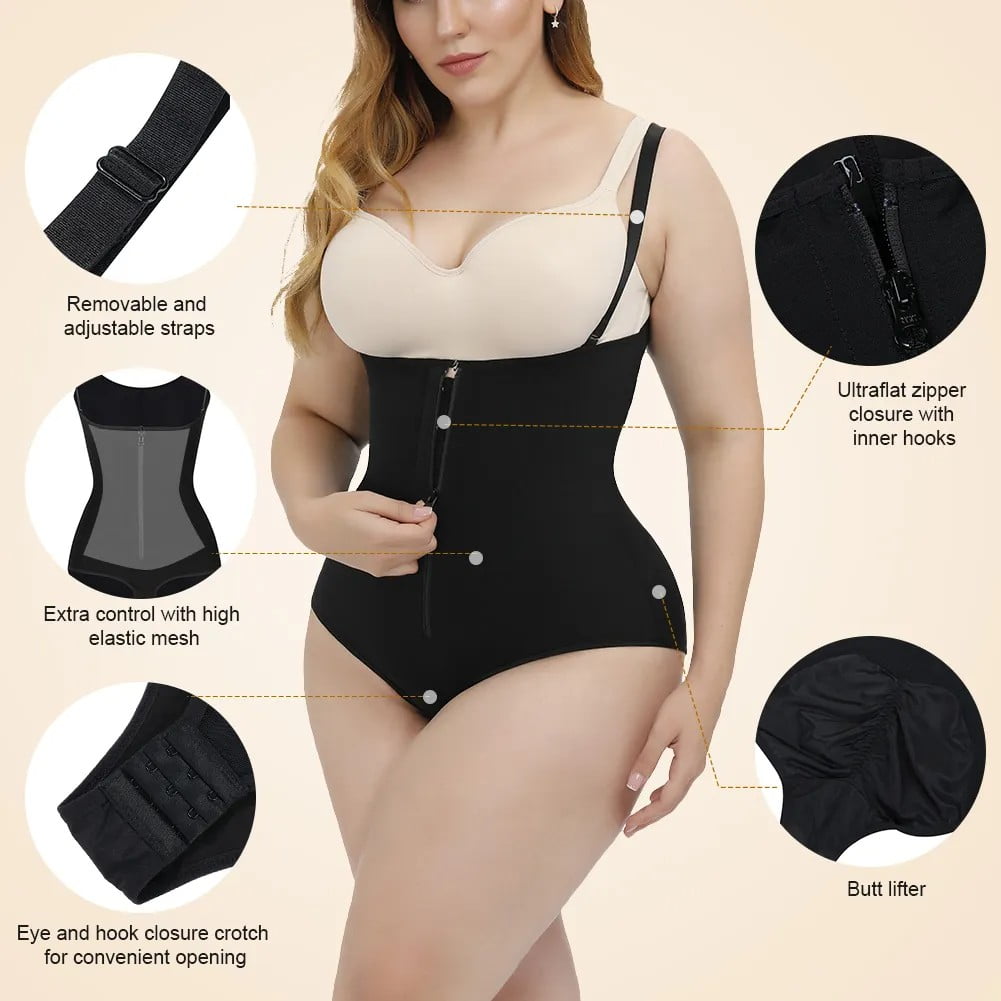 Shapellx Women s Plus Size Zip and Hooks Firm Compression Smooth Slimming Silhouette Body Shaper 6XL Walmart