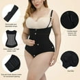 thumbnail image 5 of Colombian Fajas Front Zip and Hooks Women's Plus Size Firm Compression Smooth Slimming Silhouette Body Shaper Black 2XL, 5 of 8