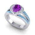 thumbnail image 2 of 2.35 Carat Stunning Oval Cut Amethyst & Blue Topaz Gemstone Anniversary Ring for Ladies 18K White Gold Size 6.5 by Diamond-Capitals, 2 of 8