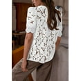 thumbnail image 3 of PRETTYGARDEN Womens Summer Lace Tops Short Puff Sleeve Casual Dressy Blouses Eyelet Crew Neck Buttom Down Shirts, 3 of 7