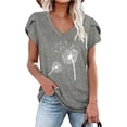 thumbnail image 2 of Womens 2024 Summer Casual T-Shirts V Neck Petal Short Sleeve Tops Loose Comfy Office Blouse Lightweight Cute Tunic Tops, 2 of 4